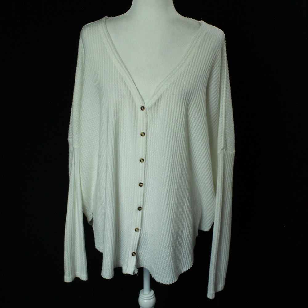 Urban Outfitters ; Out From Under | White Jojo Oversize Thermal Button Front | L